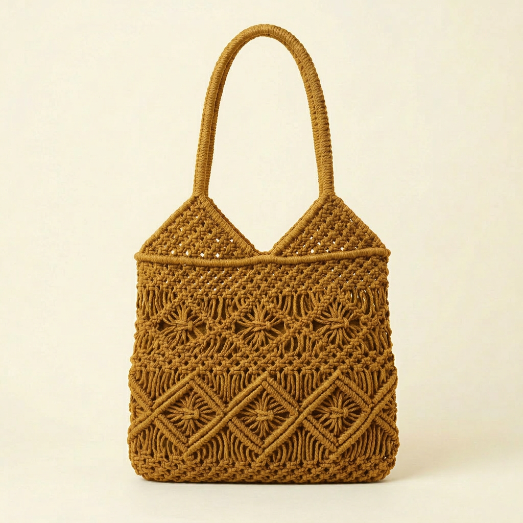 Crochet Tote Bag - Mustard