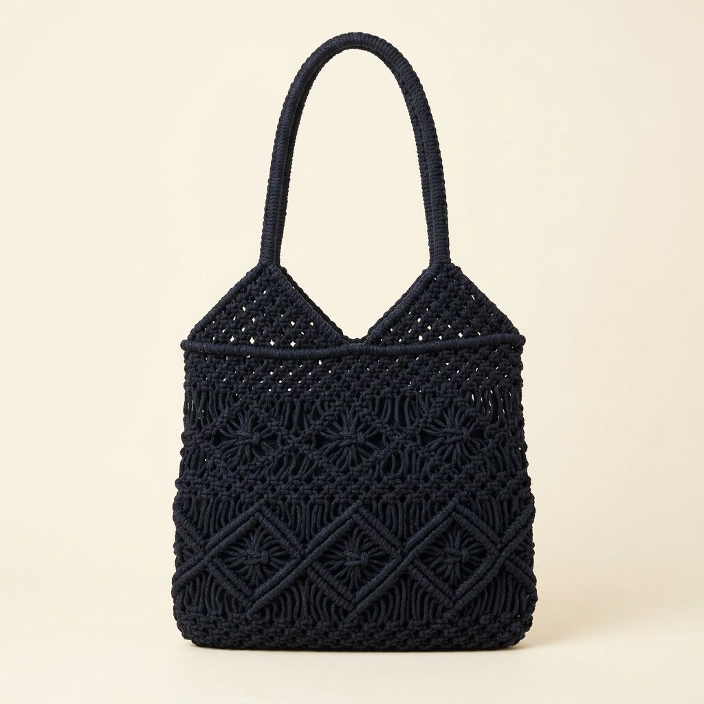 Crochet Tote Bag - Black