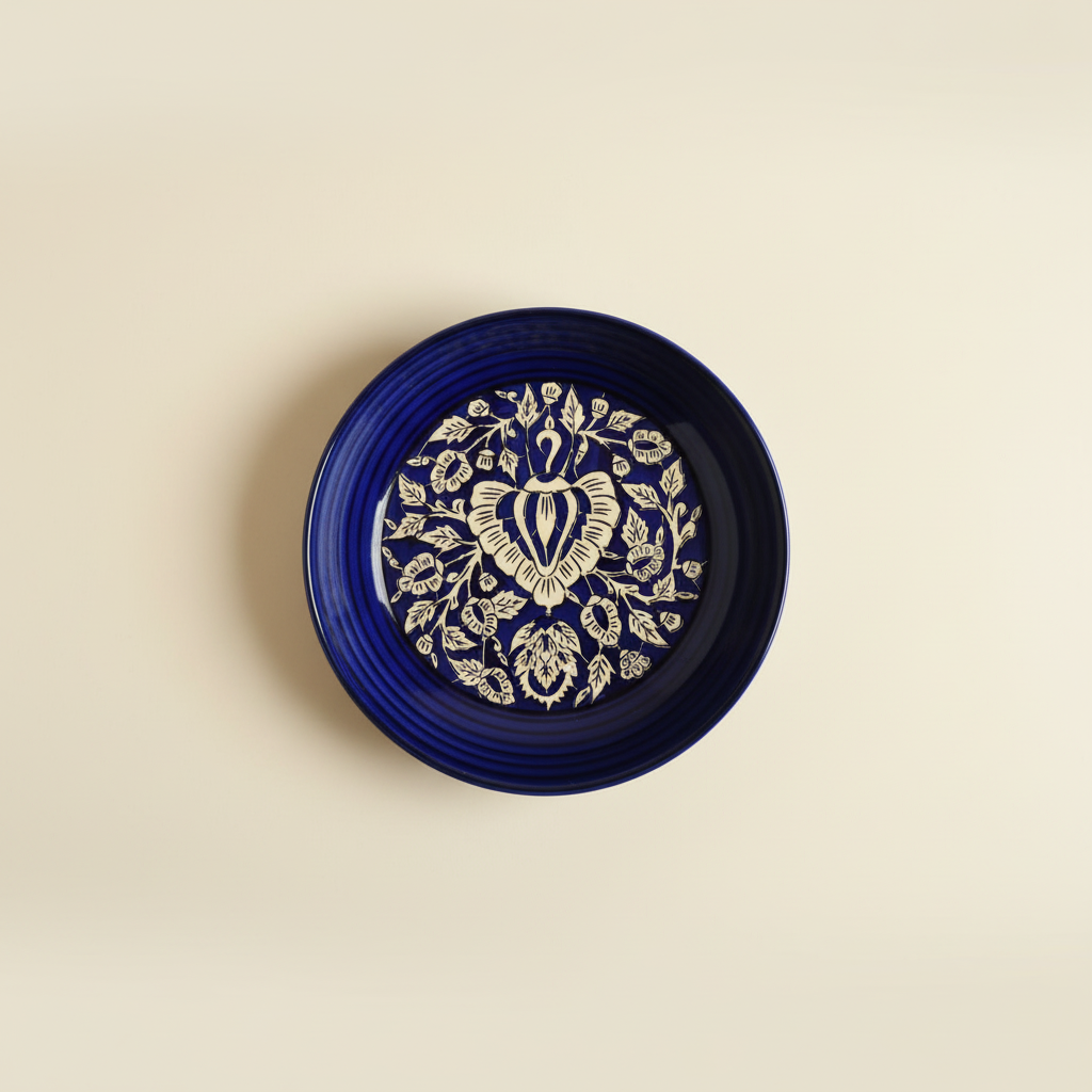 Blue Pottery Mughlai Design Large Plate