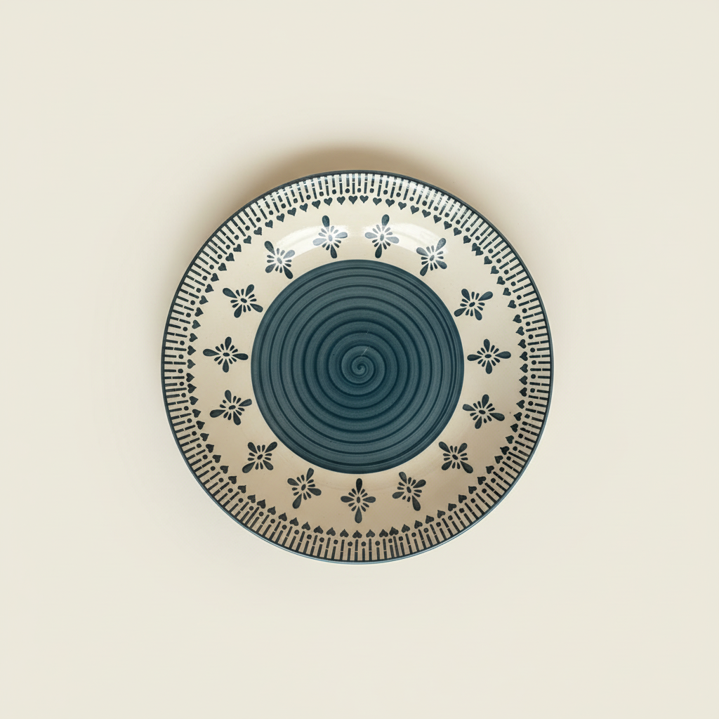Jaipur Motif Large Plate - Green Motif