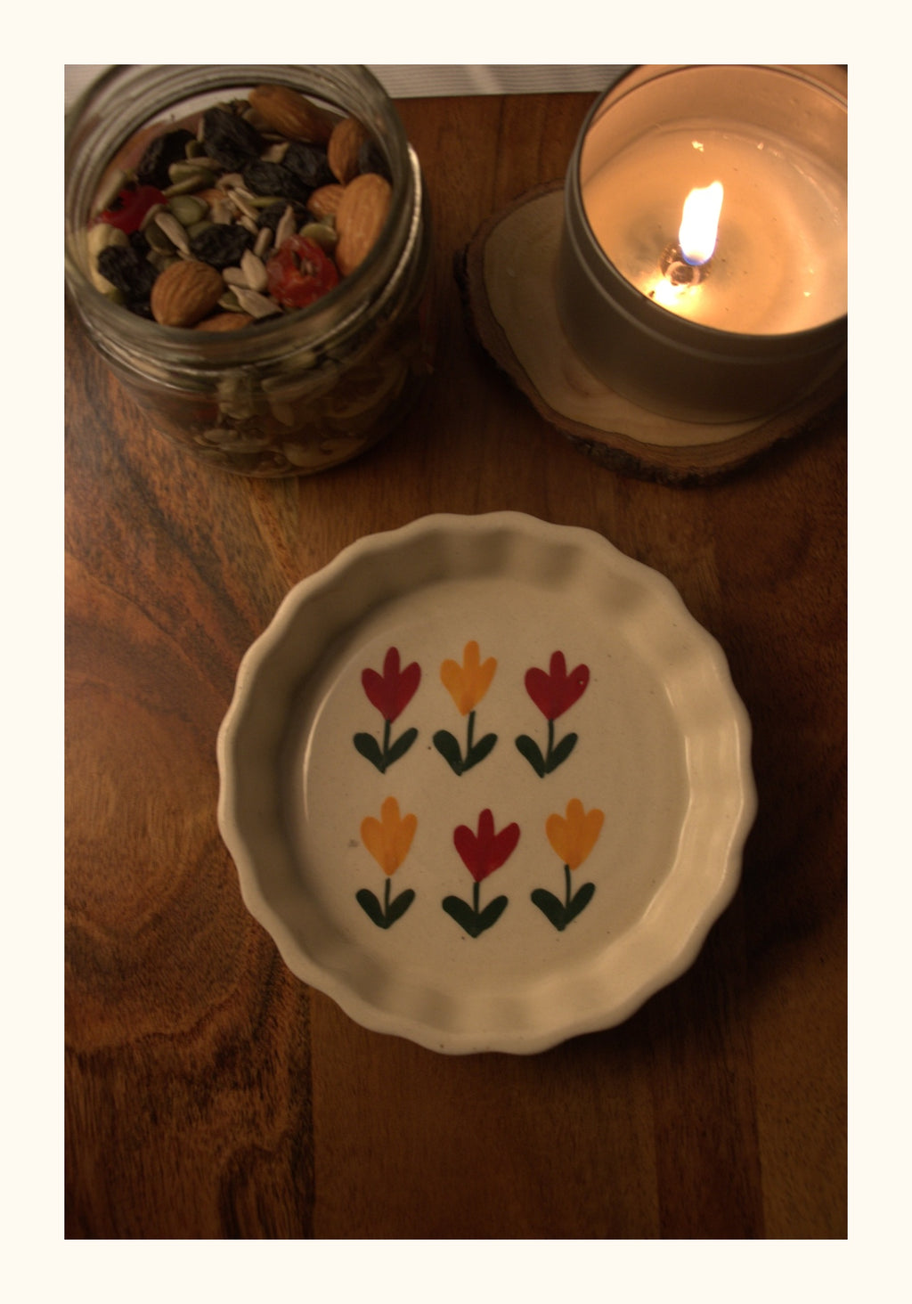 Trinket Tray Flower - Lili - Red & Yellow