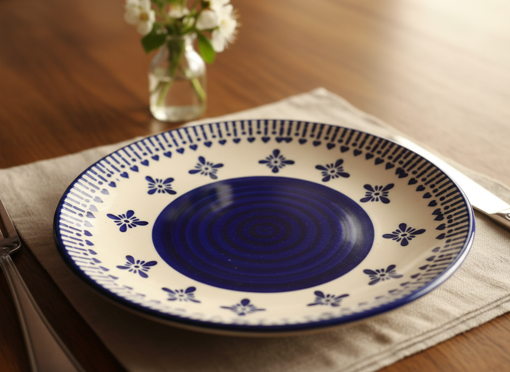 Jaipur Motif Large Plate - Blue