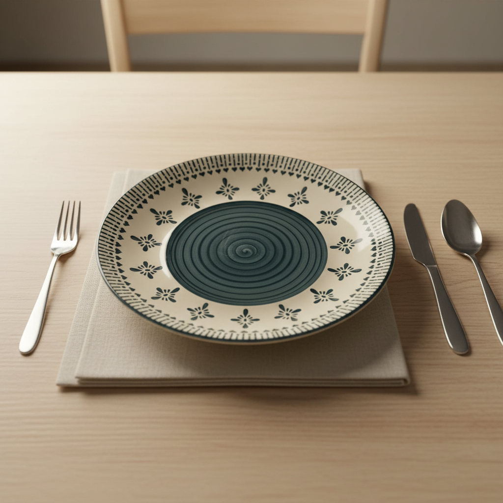 Jaipur Motif Large Plate - Green Motif