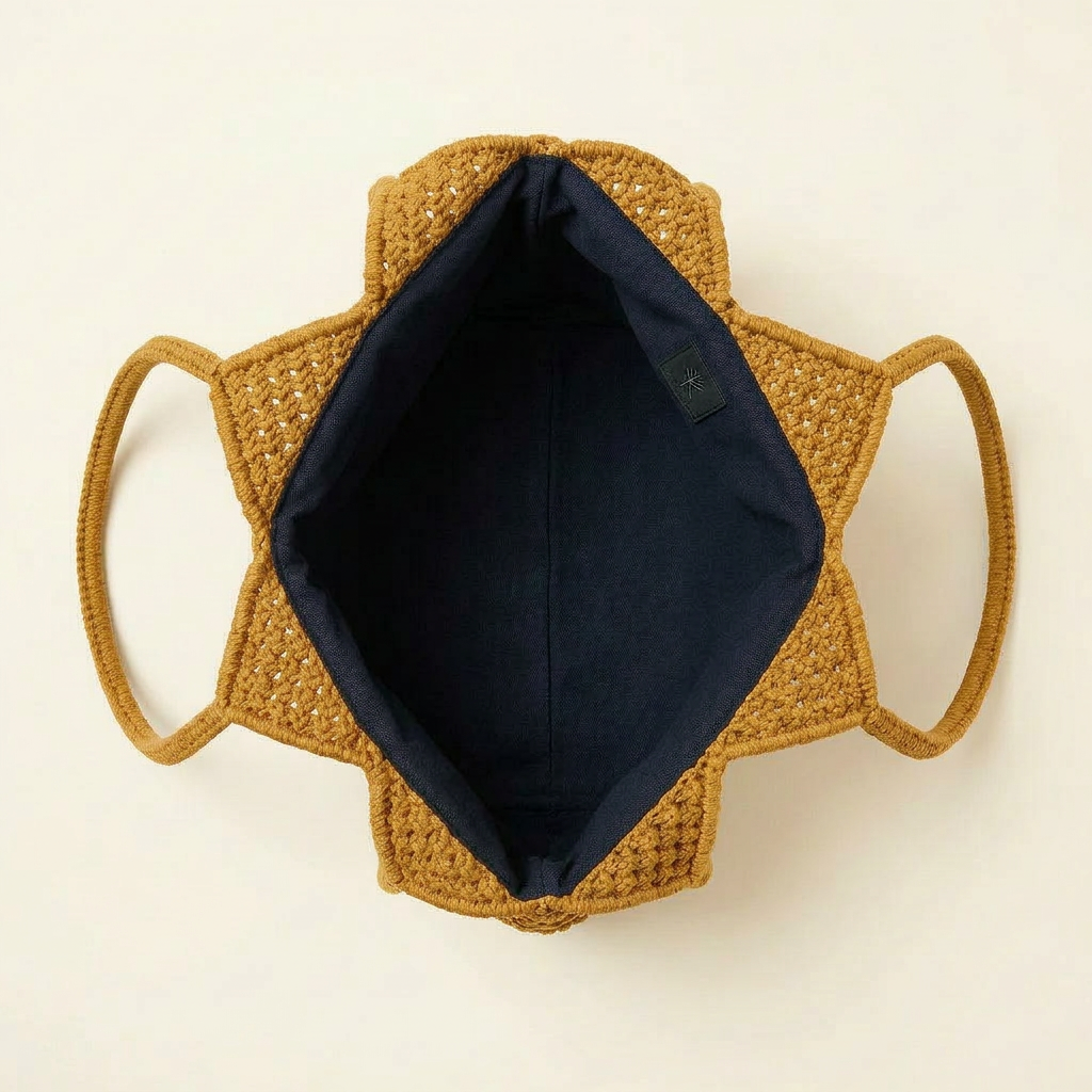 Crochet Tote Bag - Mustard