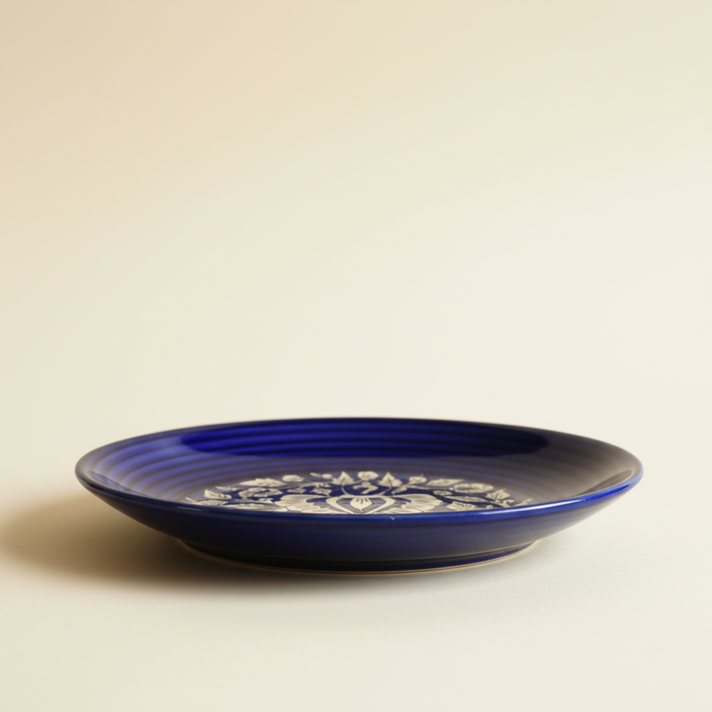Blue Pottery Mughlai Design Large Plate