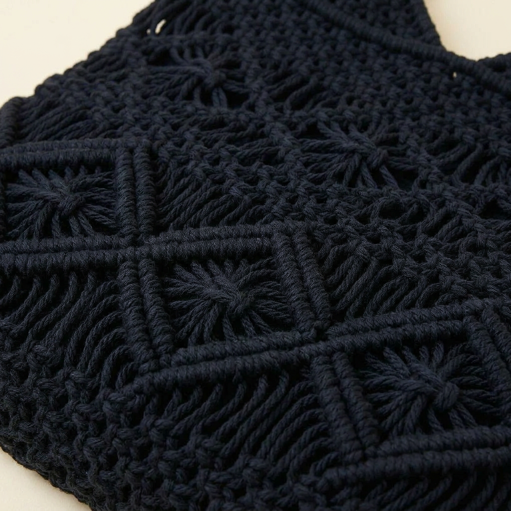Crochet Tote Bag - Black