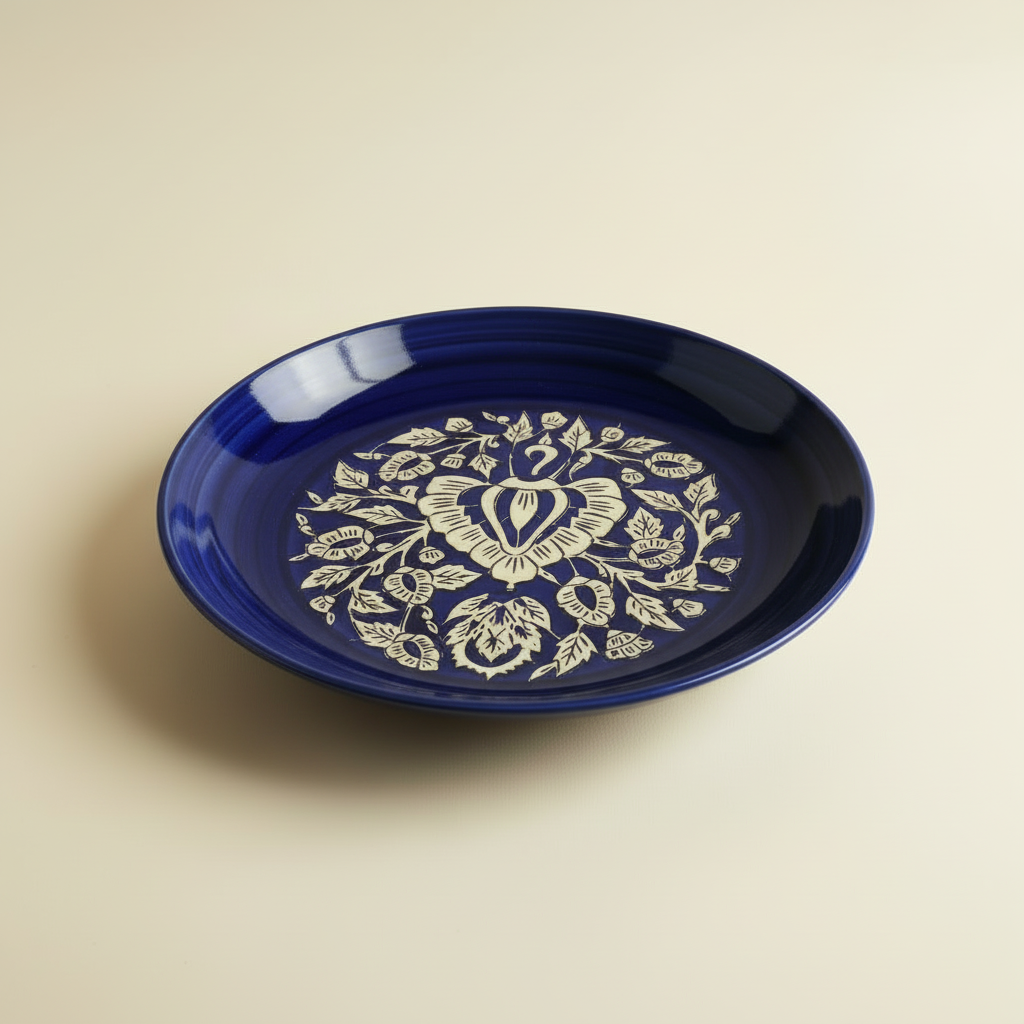 Blue Pottery Mughlai Design Large Plate