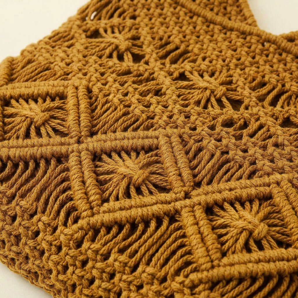 Crochet Tote Bag - Mustard