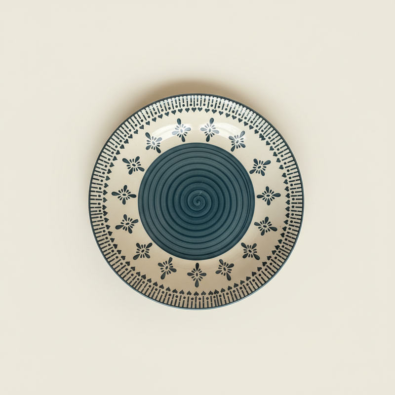 Green Jaipuri Design Large Plate