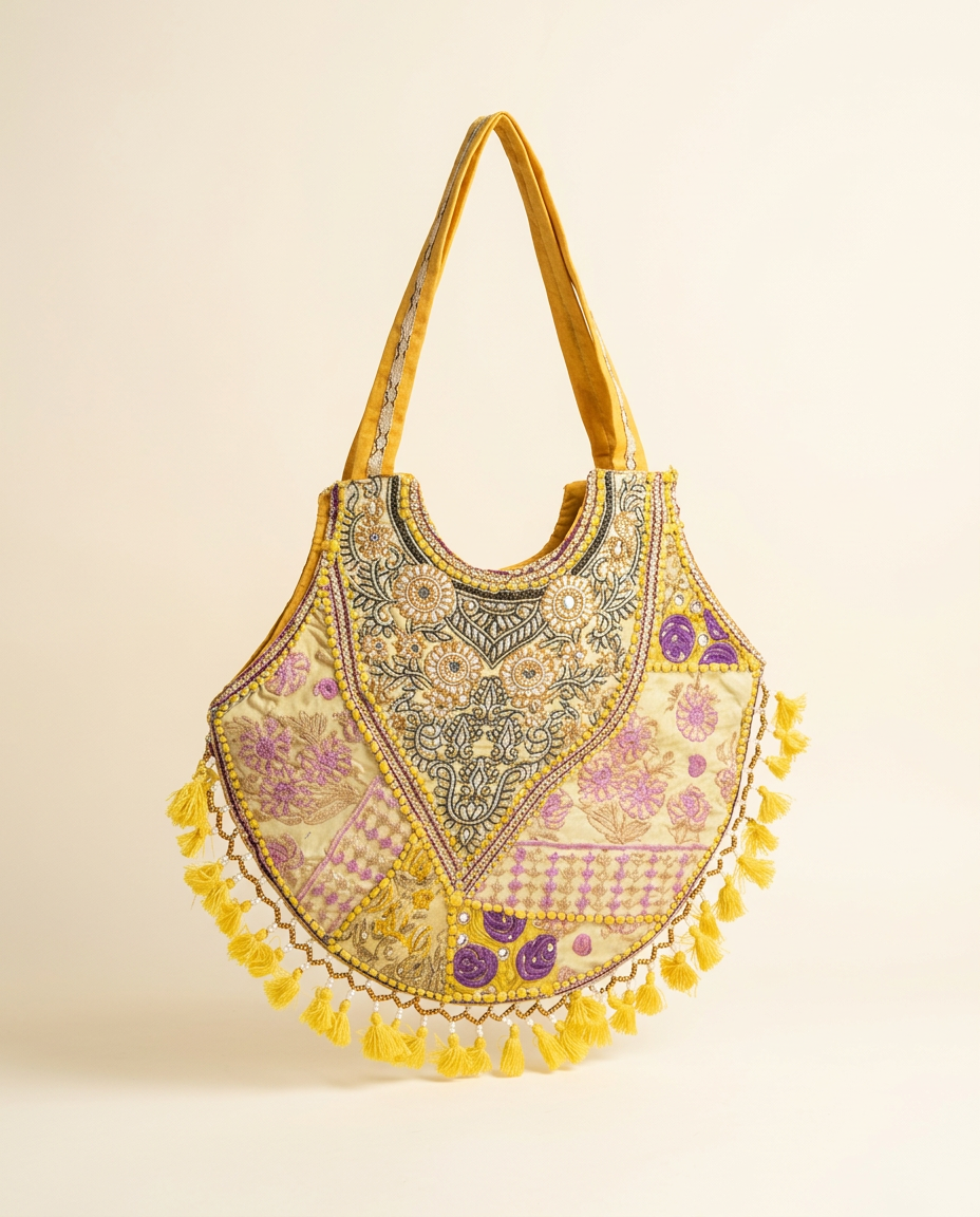 Handcrafted Jaipur Embroidered Boho Tote Bag