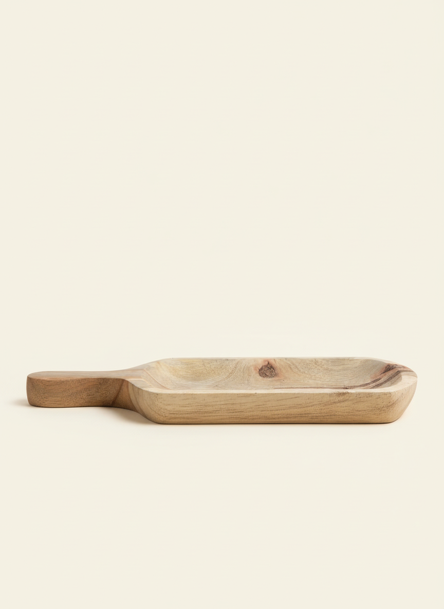 Wooden Rectangle Serving Board with Handle and Depth - Cheese & Platter Board