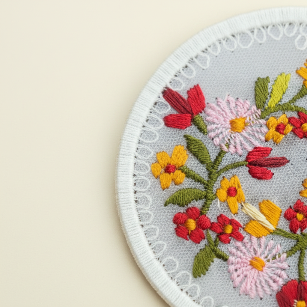 Jharkhand Network Embroidery Glass Top - Flower