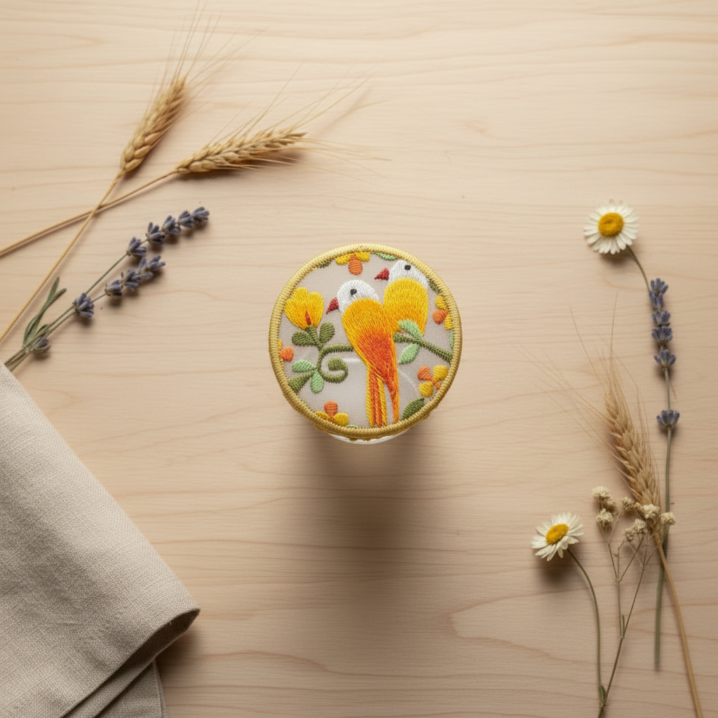 Jharkhand Network Embroidery Glass Top - Bird