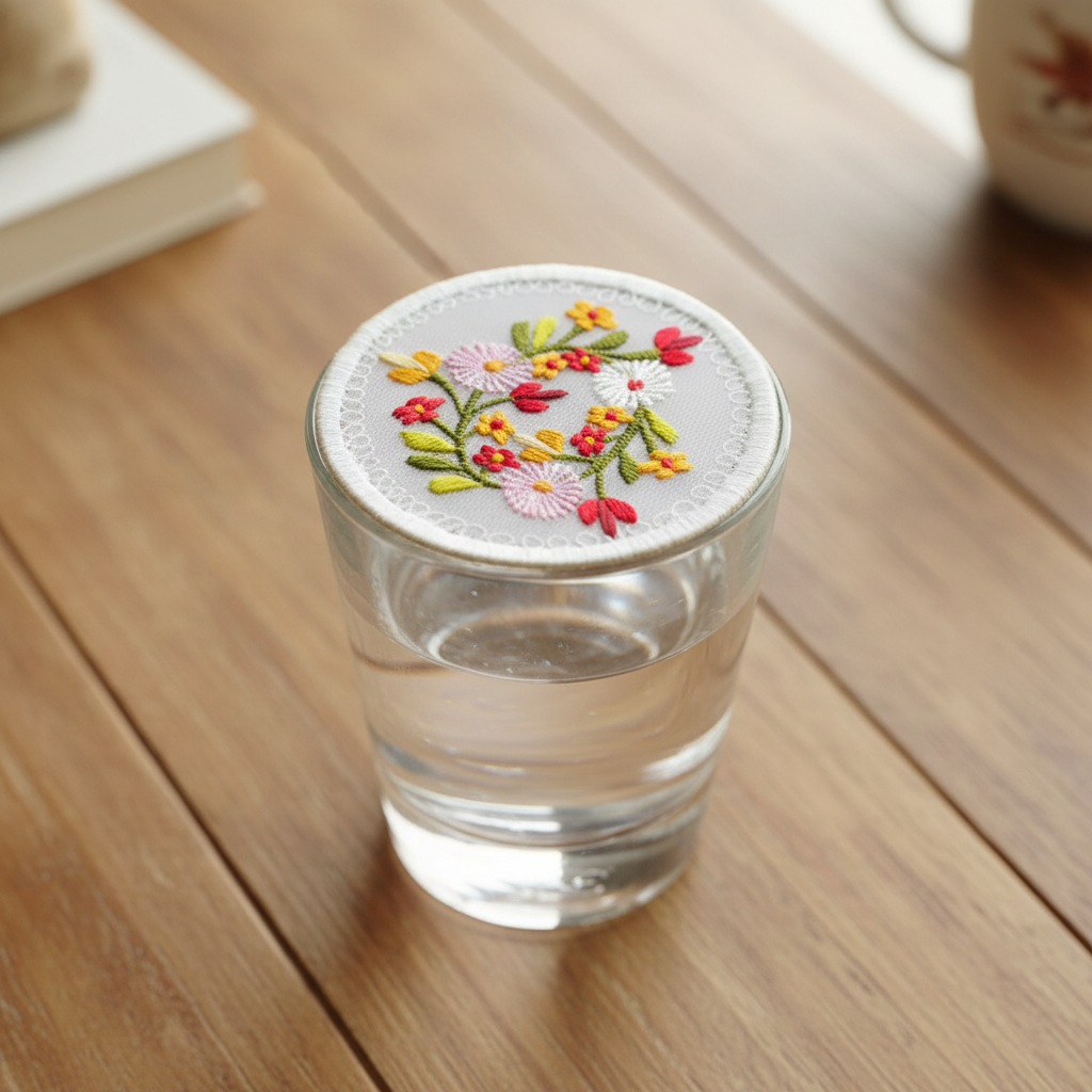 Jharkhand Network Embroidery Glass Top - Flower