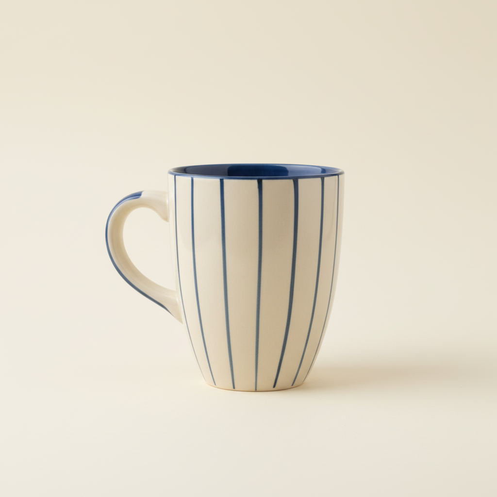 Ceramic Striped Mug - Cream
