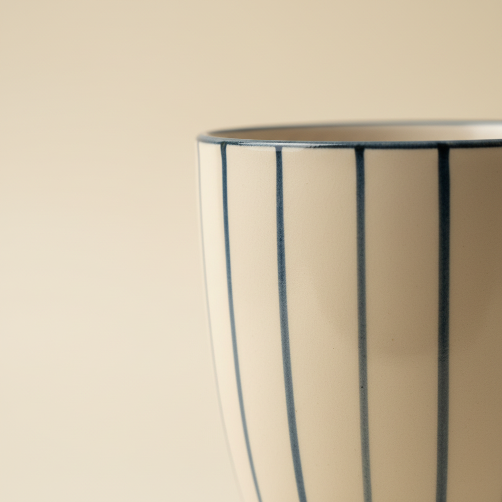 Ceramic Striped Mug - Cream