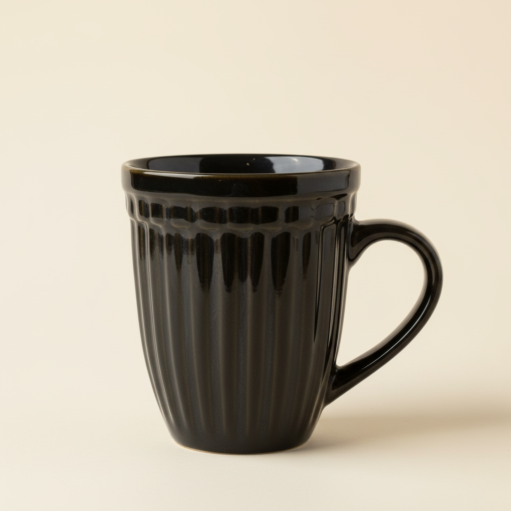 Ceramic Striped Mug - Black