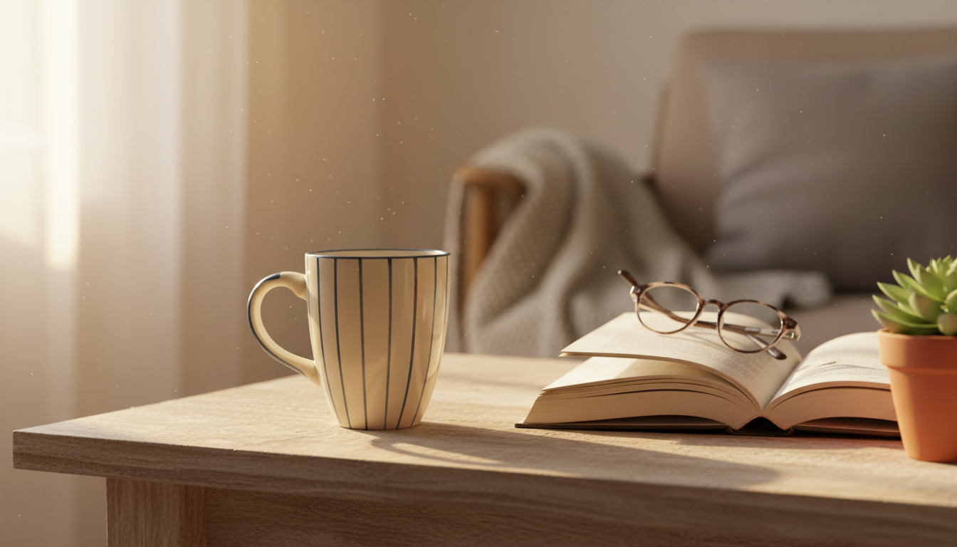Ceramic Striped Mug - Cream