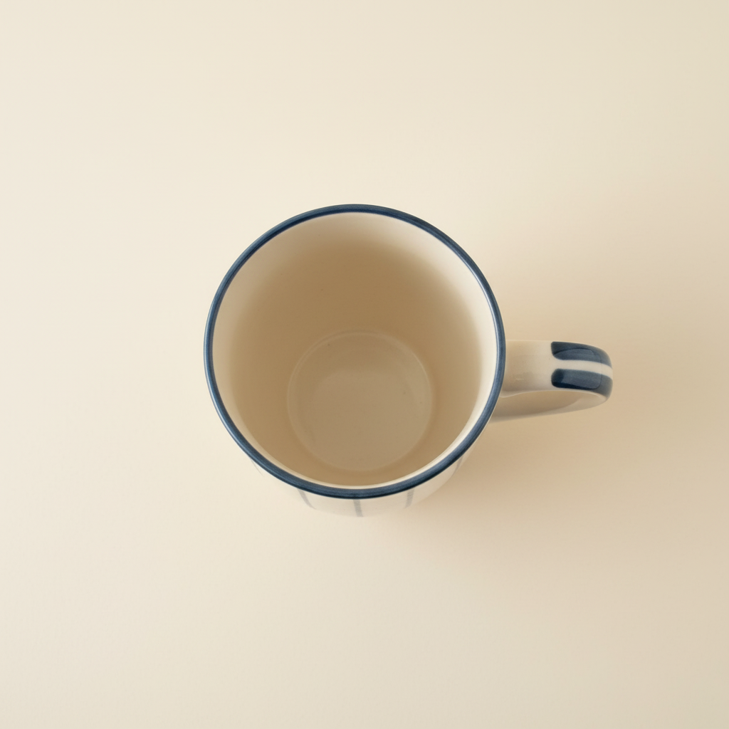 Ceramic Striped Mug - Cream
