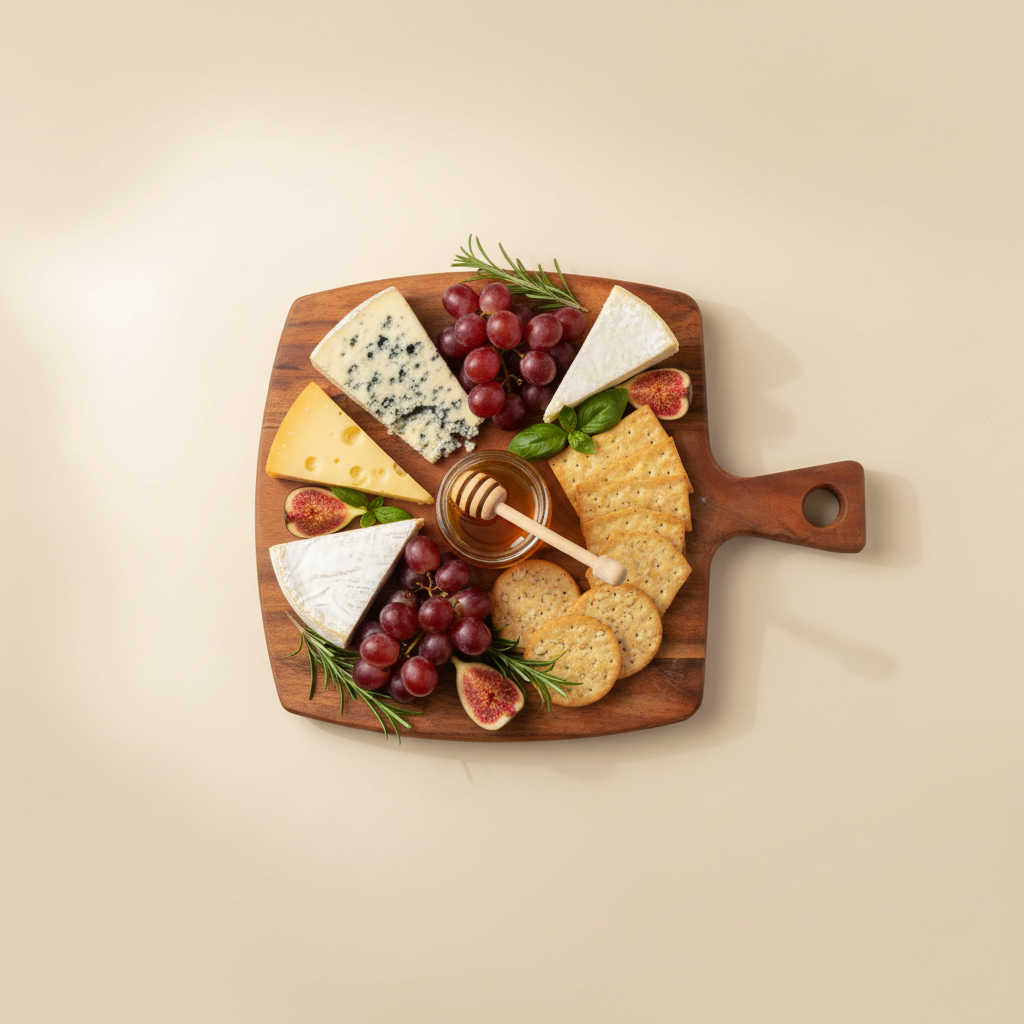Wooden Square Serving Board with Handle - Cheese & Platter Board